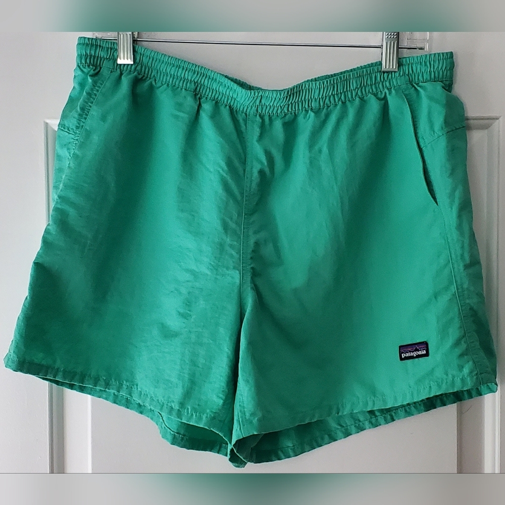 Patagonia Womens Baggies Drawstring Nylon Shorts Subtidal Blue - Size L - EUC